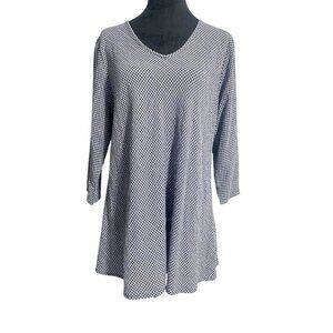 NEW Cut Loose Size Medium  Top Blouse Gingham 3/4 Sleeve Boho Lagenlook